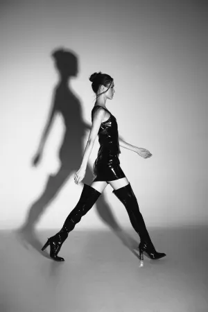 Overknee Lacquer Boots Black