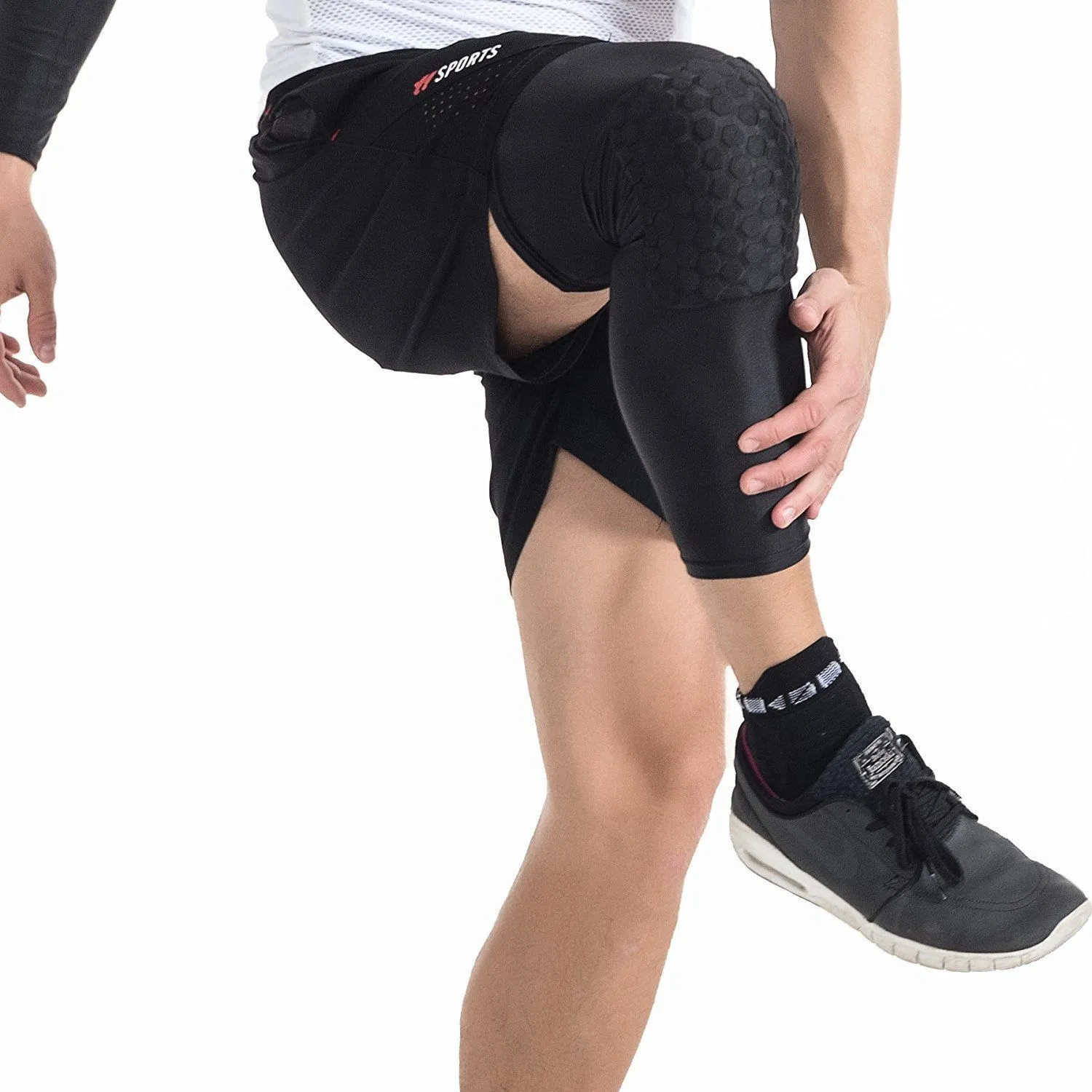 Padded Compression Knee Sleeves - Basketball & Wrestling HexPads!