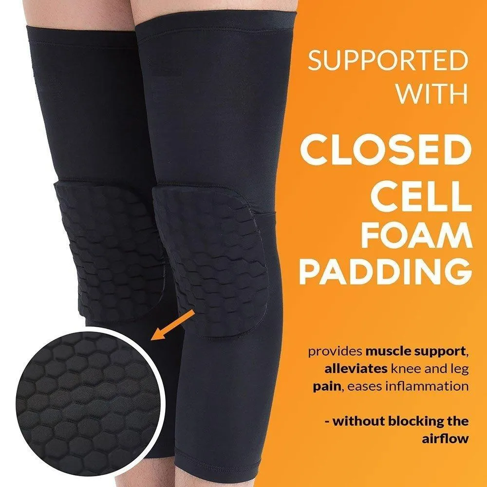 Padded Compression Knee Sleeves - Basketball & Wrestling HexPads!