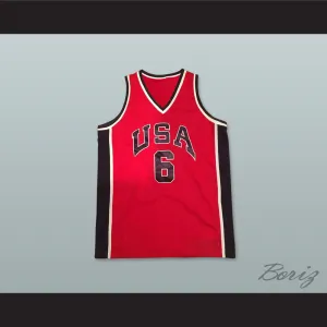 Patrick Ewing 6 USA Team Red Basketball Jersey