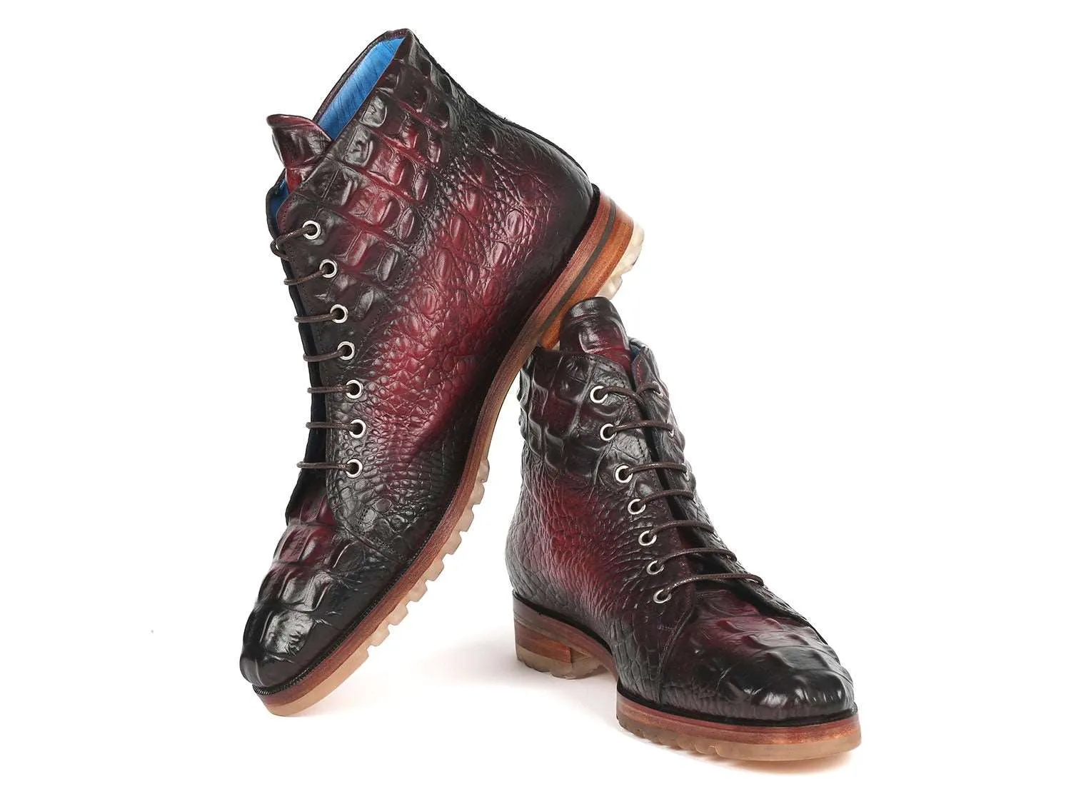 Paul Parkman Bordeaux Croco Leather Boots