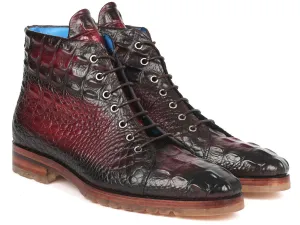 Paul Parkman Bordeaux Croco Leather Boots