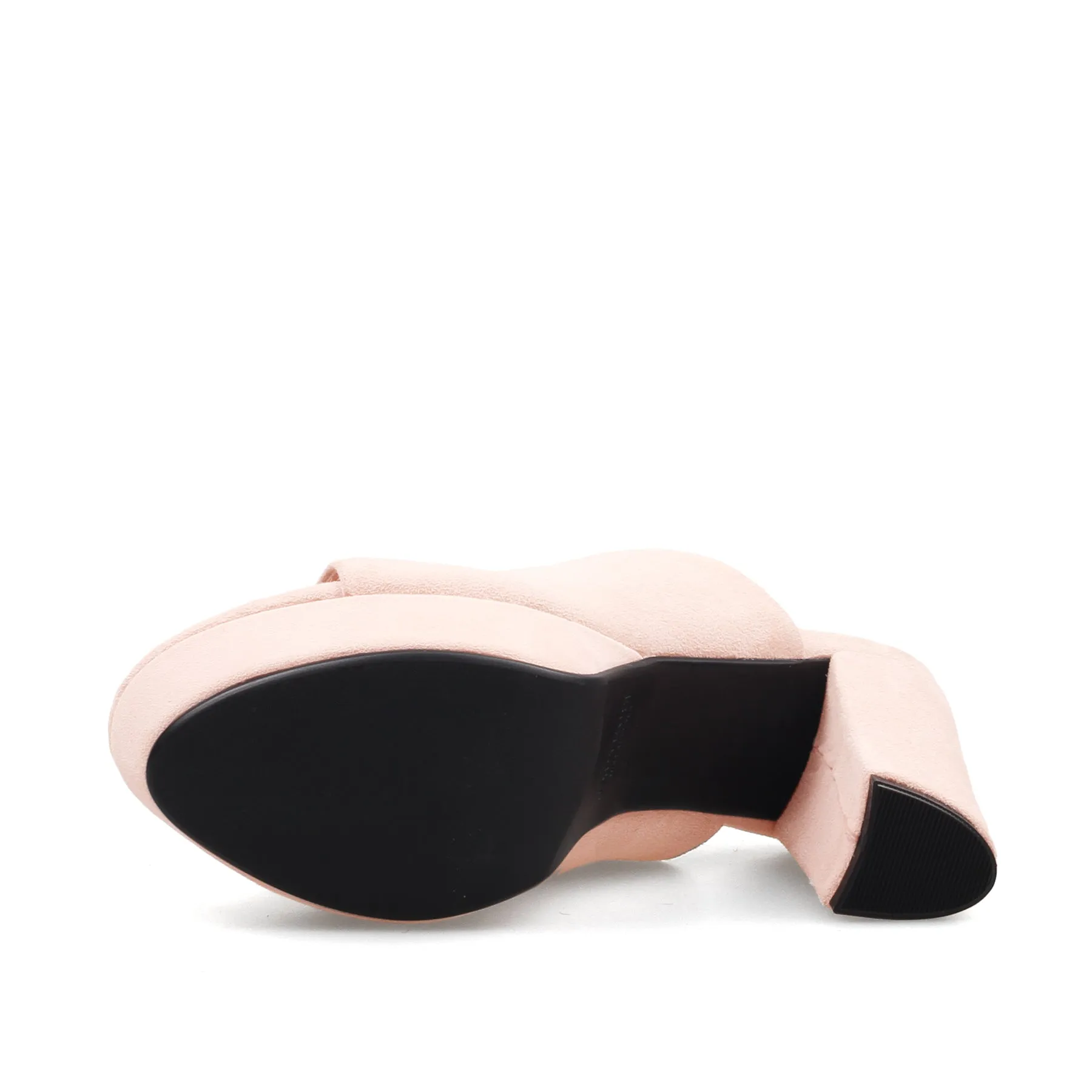 Peep Toe Leather Platform Mule - Pink
