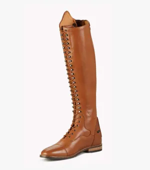 PEI Maurizia Tan Lace-up Tall Riding Boots (UK5-Wide)