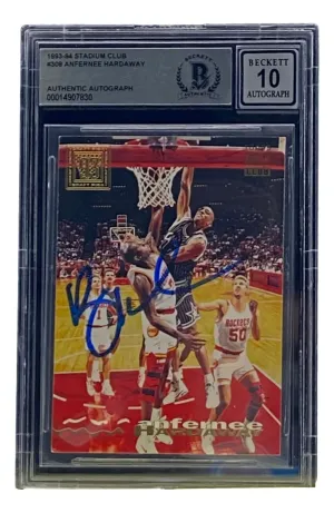 Penny Hardaway Signed Slabbed Magic 1993-94 Stadium Club #308 BAS Grade 10