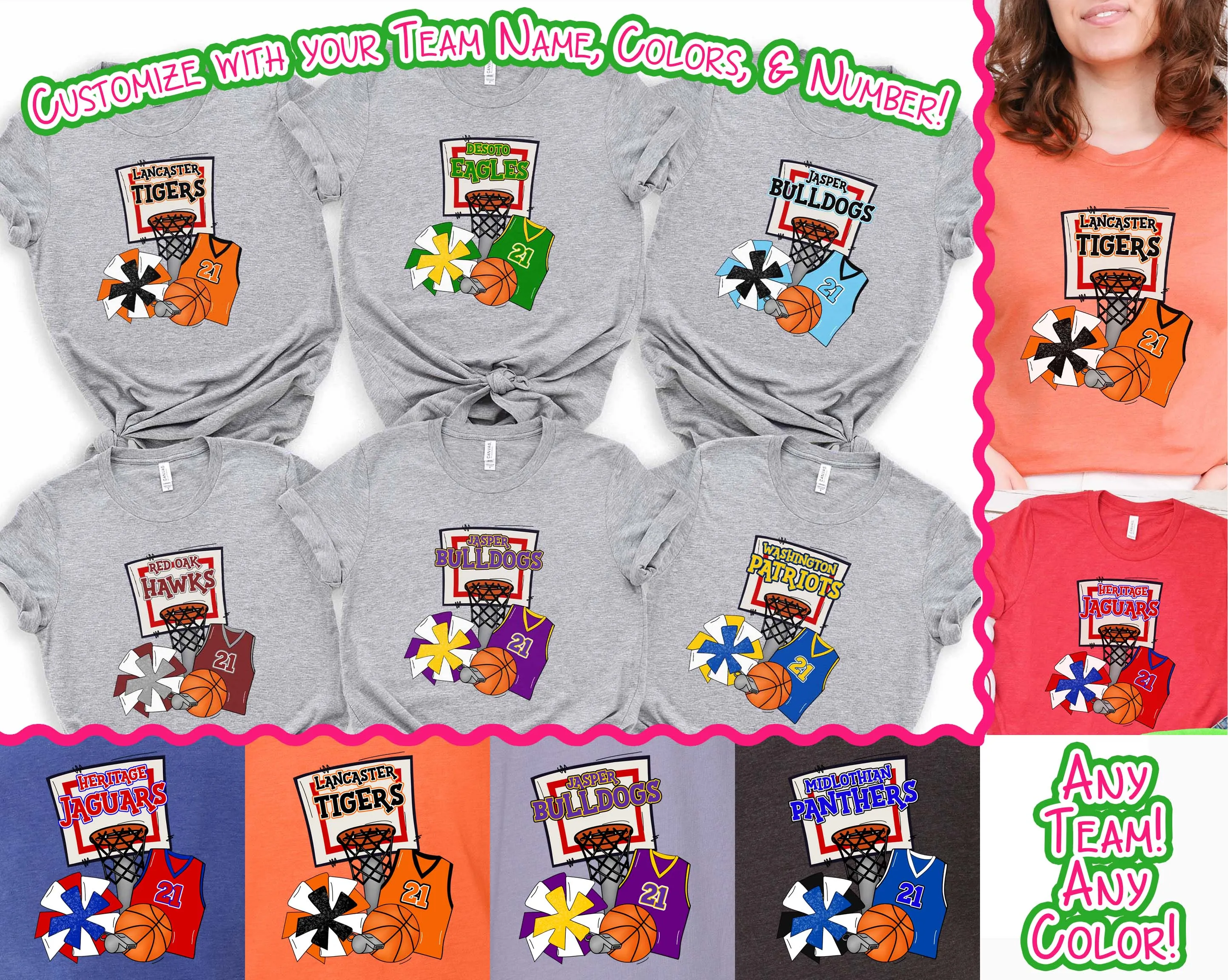 Personalized Basketball Goal and Jersey Fan Tee