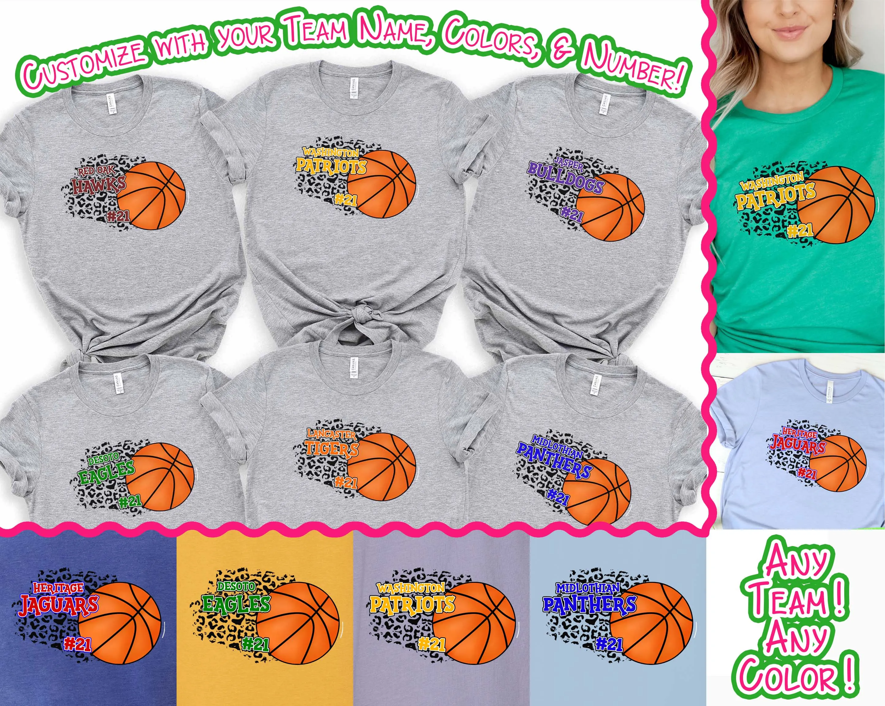 Personalized Leopard Basketball Number Fan Tee