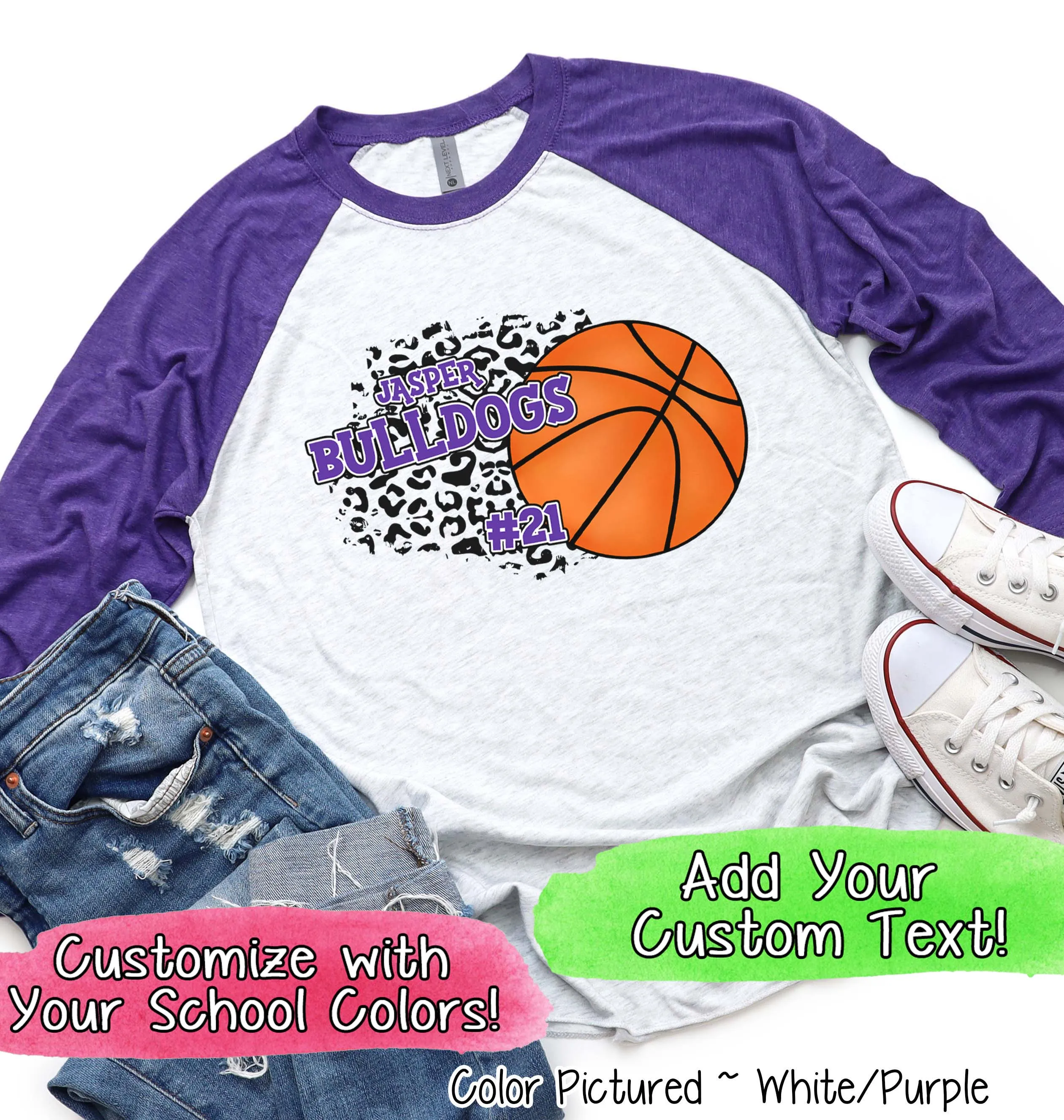 Personalized Leopard Basketball Number Fan Tee