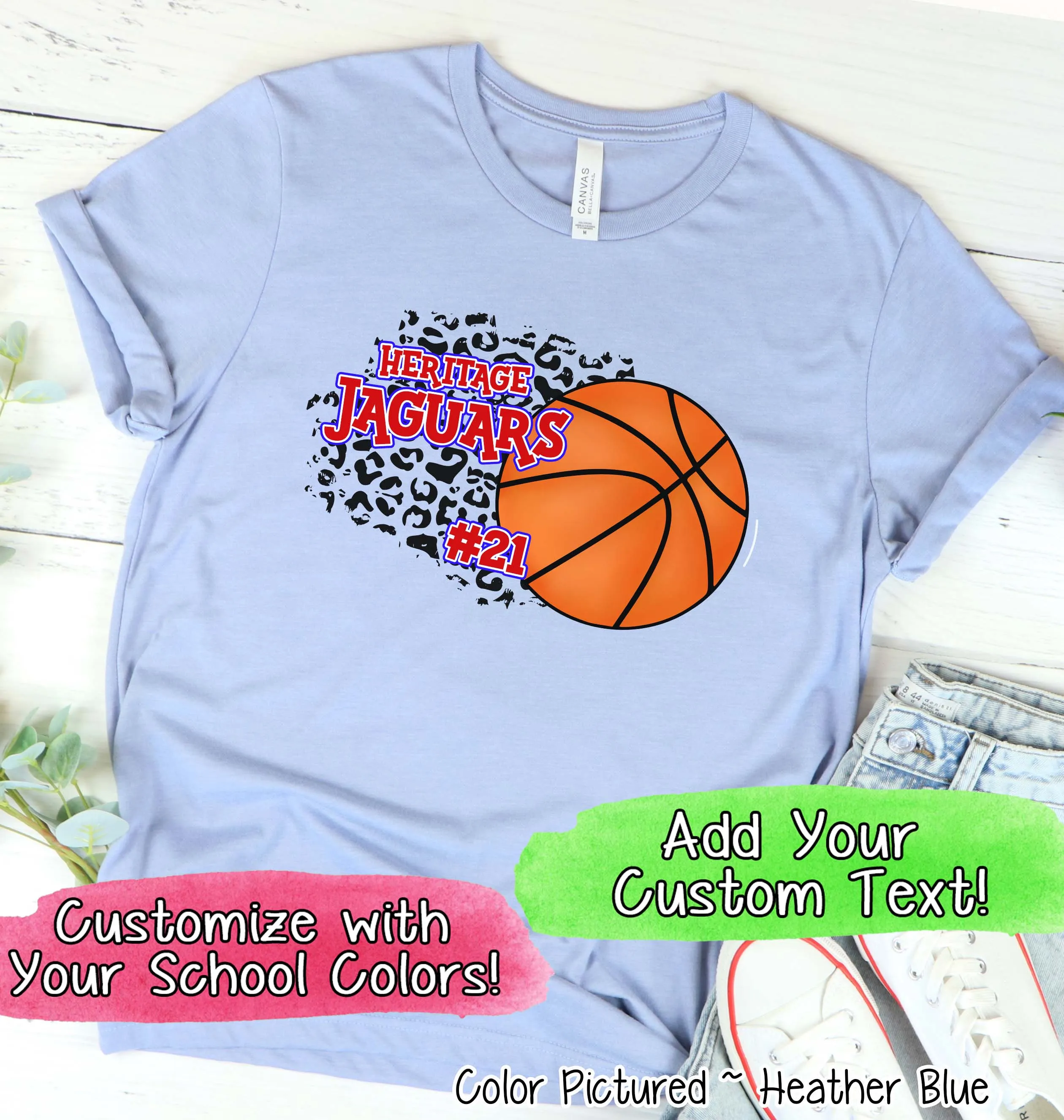Personalized Leopard Basketball Number Fan Tee