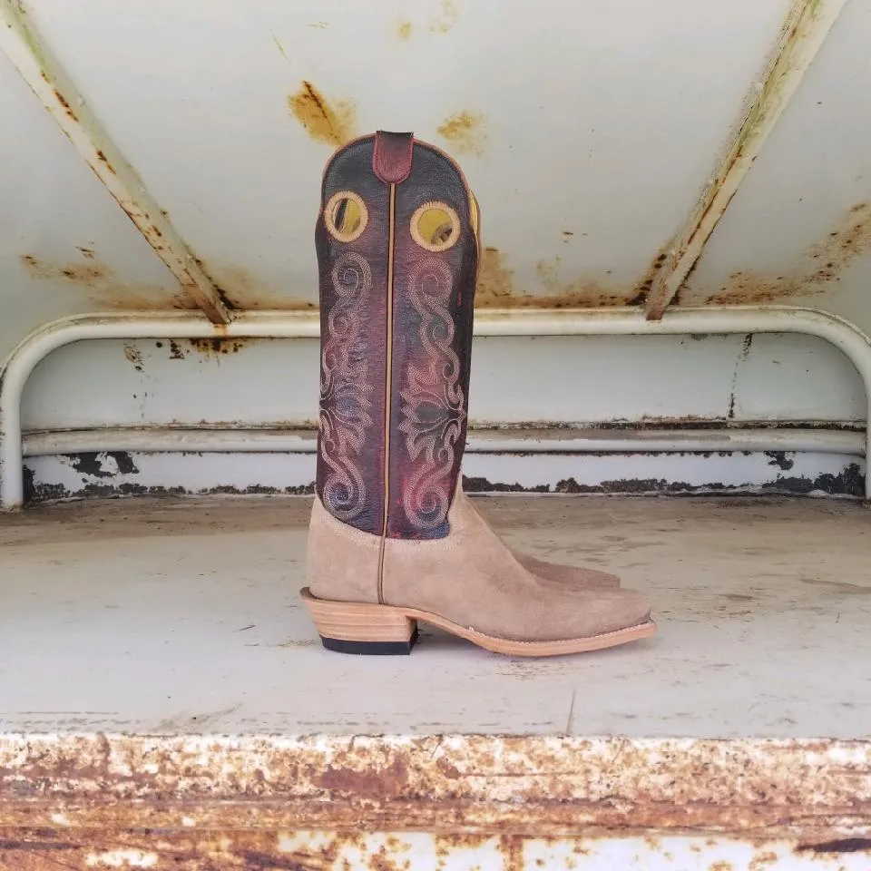 Picosa Creek Boot Tan Roughout w/ Black Cherry Brush Off - The Abilene