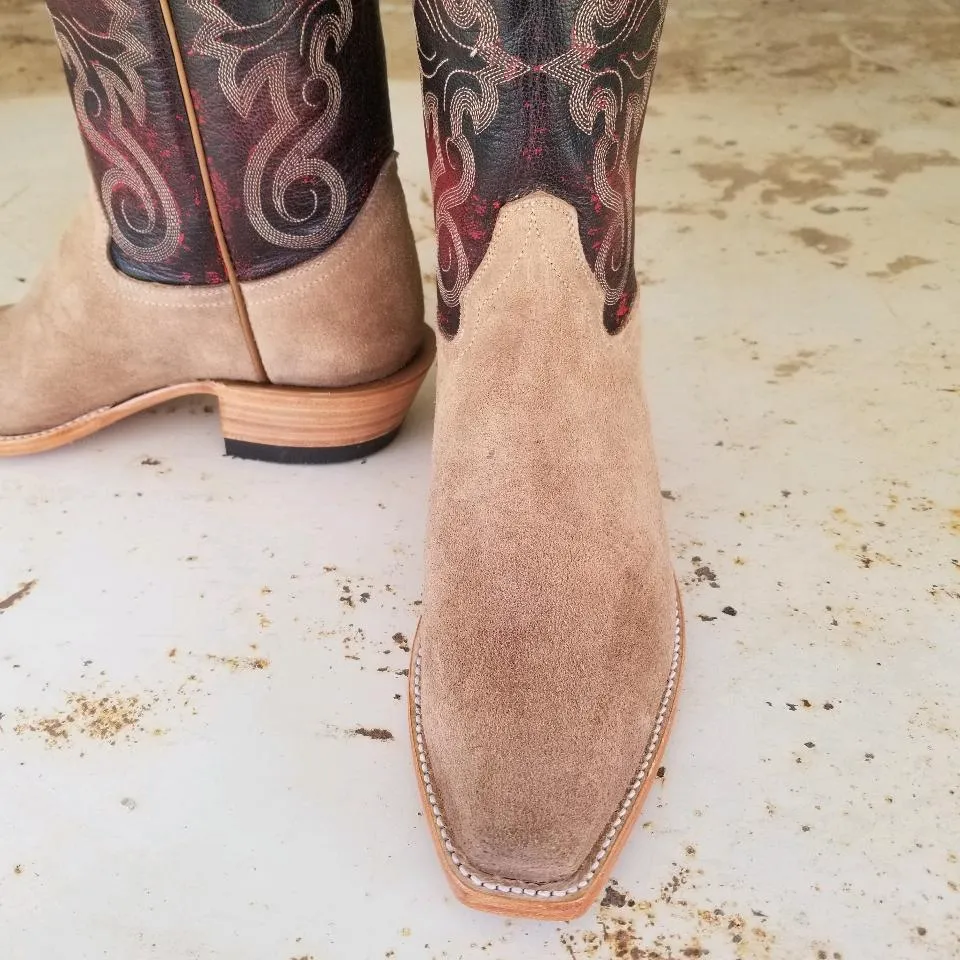 Picosa Creek Boot Tan Roughout w/ Black Cherry Brush Off - The Abilene