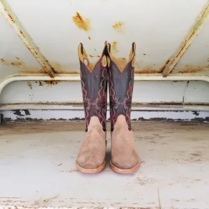 Picosa Creek Boot Tan Roughout w/ Black Cherry Brush Off - The Abilene