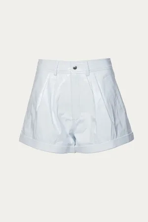 PLEATED HIGH-RISE LEATHER SHORTS