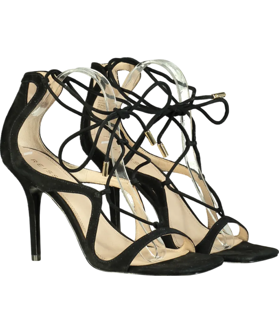 REISS Black Kate Leather Strappy High Heel Sandals UK 8 EU 41 👠