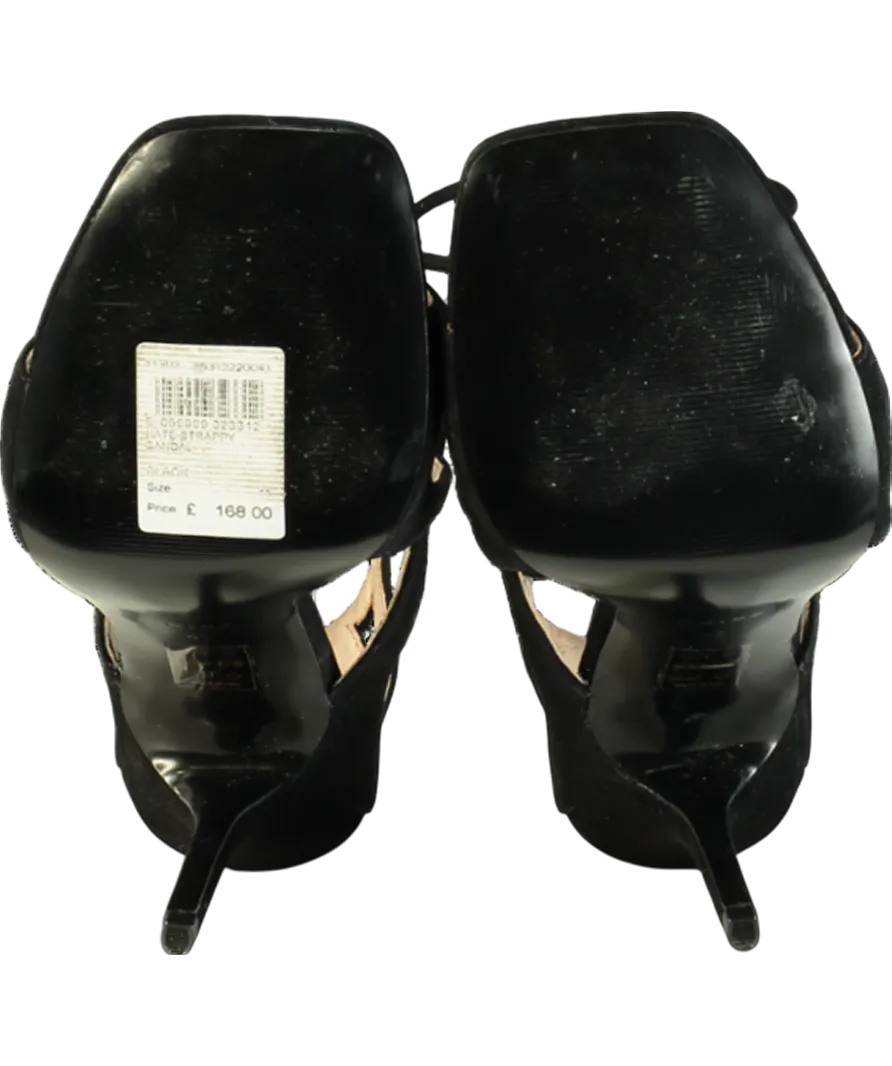 REISS Black Kate Leather Strappy High Heel Sandals UK 8 EU 41 👠