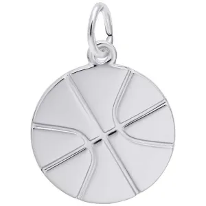 Rembrandt Flat Basketball Charm in Sterling Silver