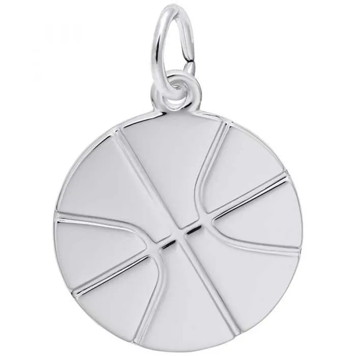 Rembrandt Flat Basketball Charm in Sterling Silver