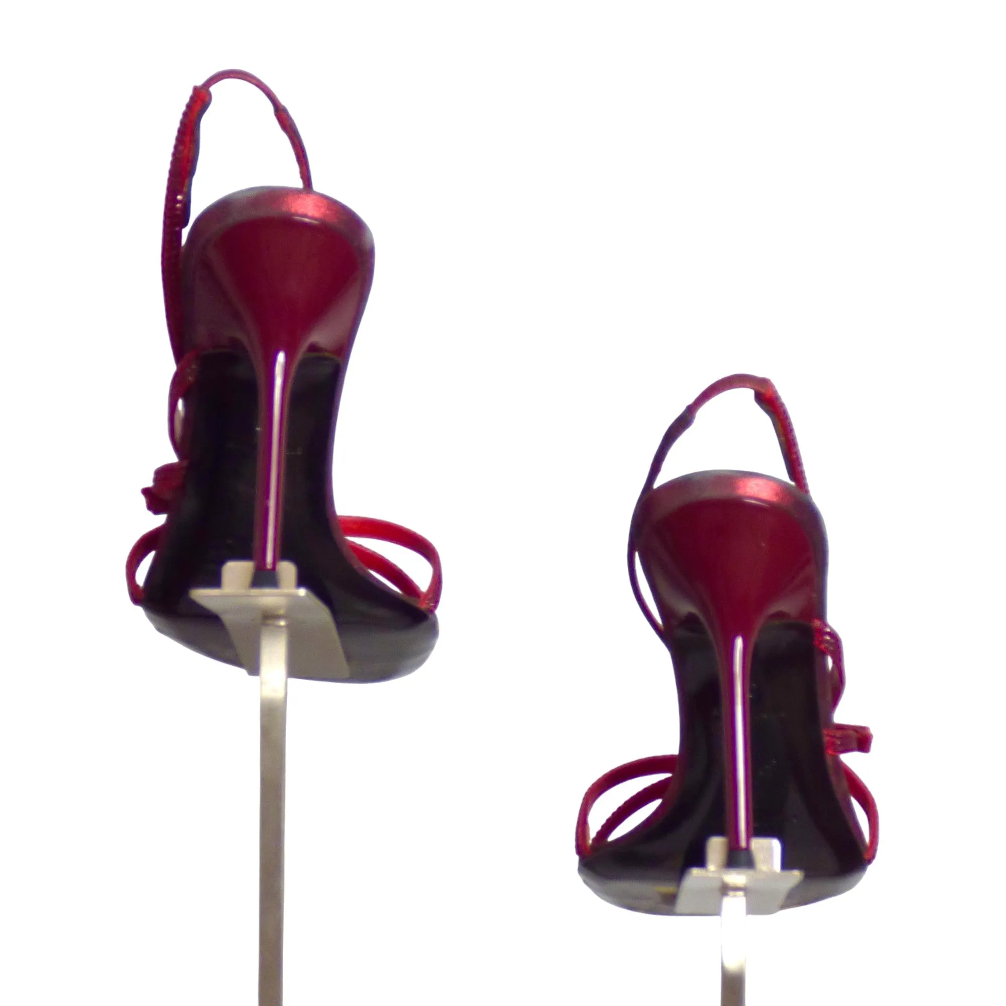 RENE CAOVILLA- Burgundy Rhinestone Evening Sandals, Size 36