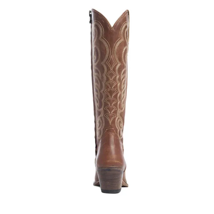 RESTOCK MYRA Brown Embroidered Leather Boots