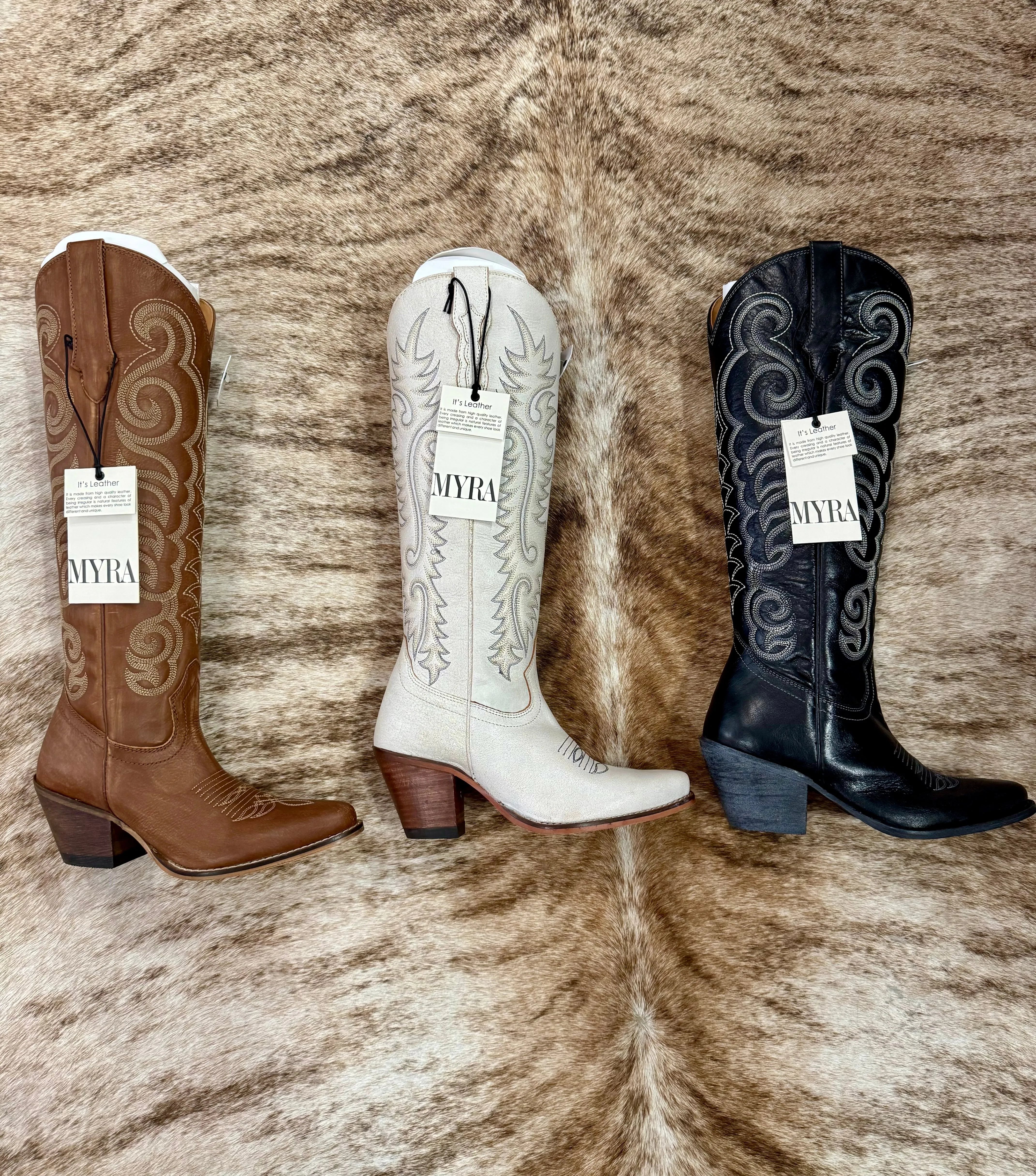 RESTOCK MYRA Brown Embroidered Leather Boots