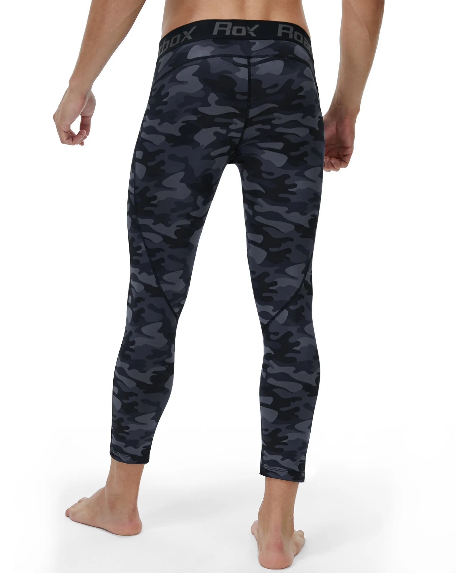 Roadbox Mens 3/4 Baselayer 2pack Dry Cool Compression Pants Running Base Layer Legging Tights