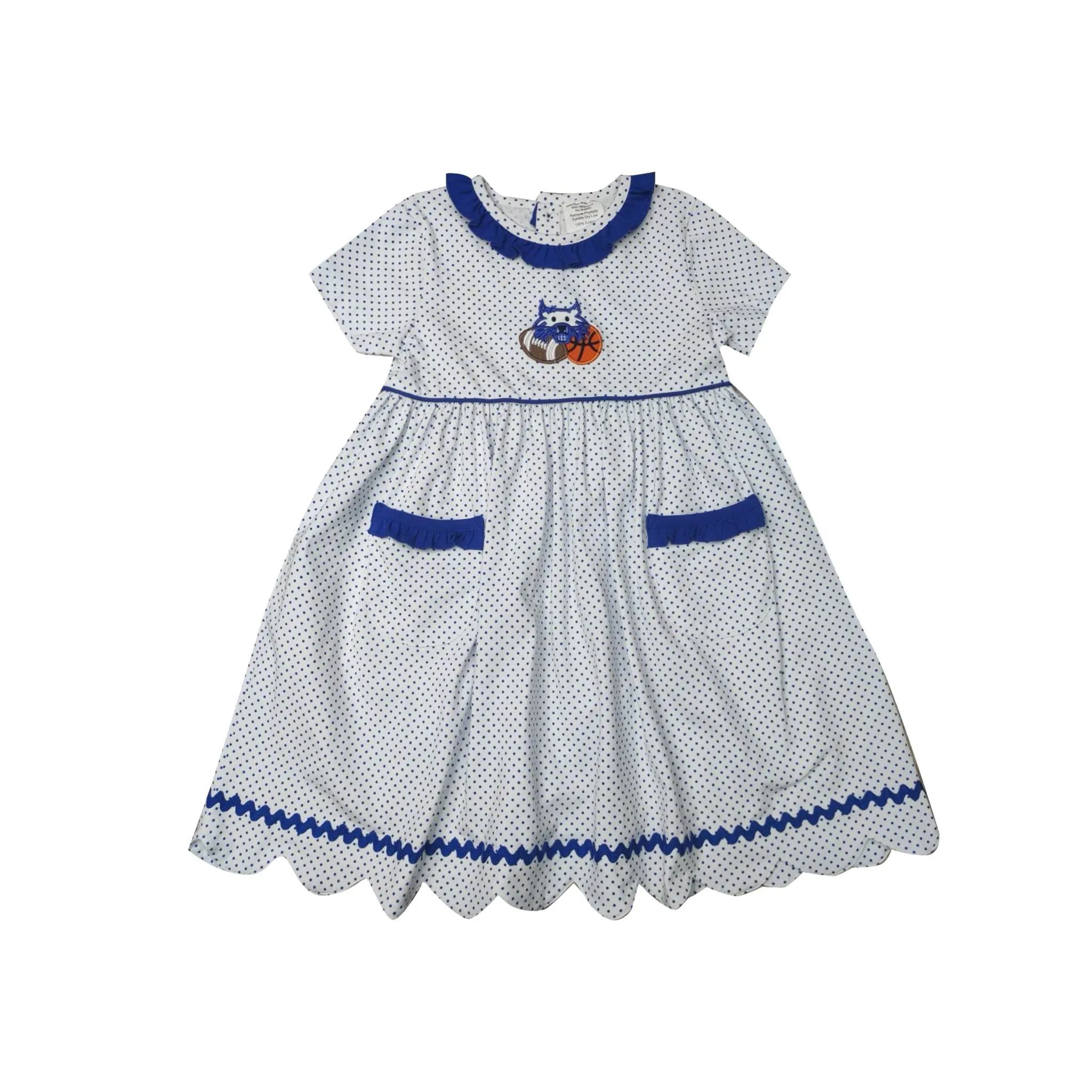 Royal Blue Wildcat Girl's Dress
