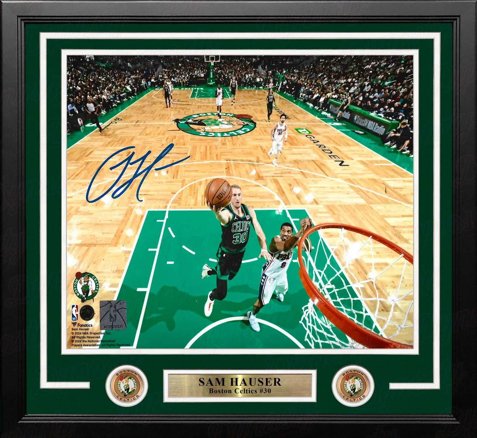 Sam Hauser Rim Cam Boston Celtics Autographed 11x14 Framed Photo JSA PSA Pass