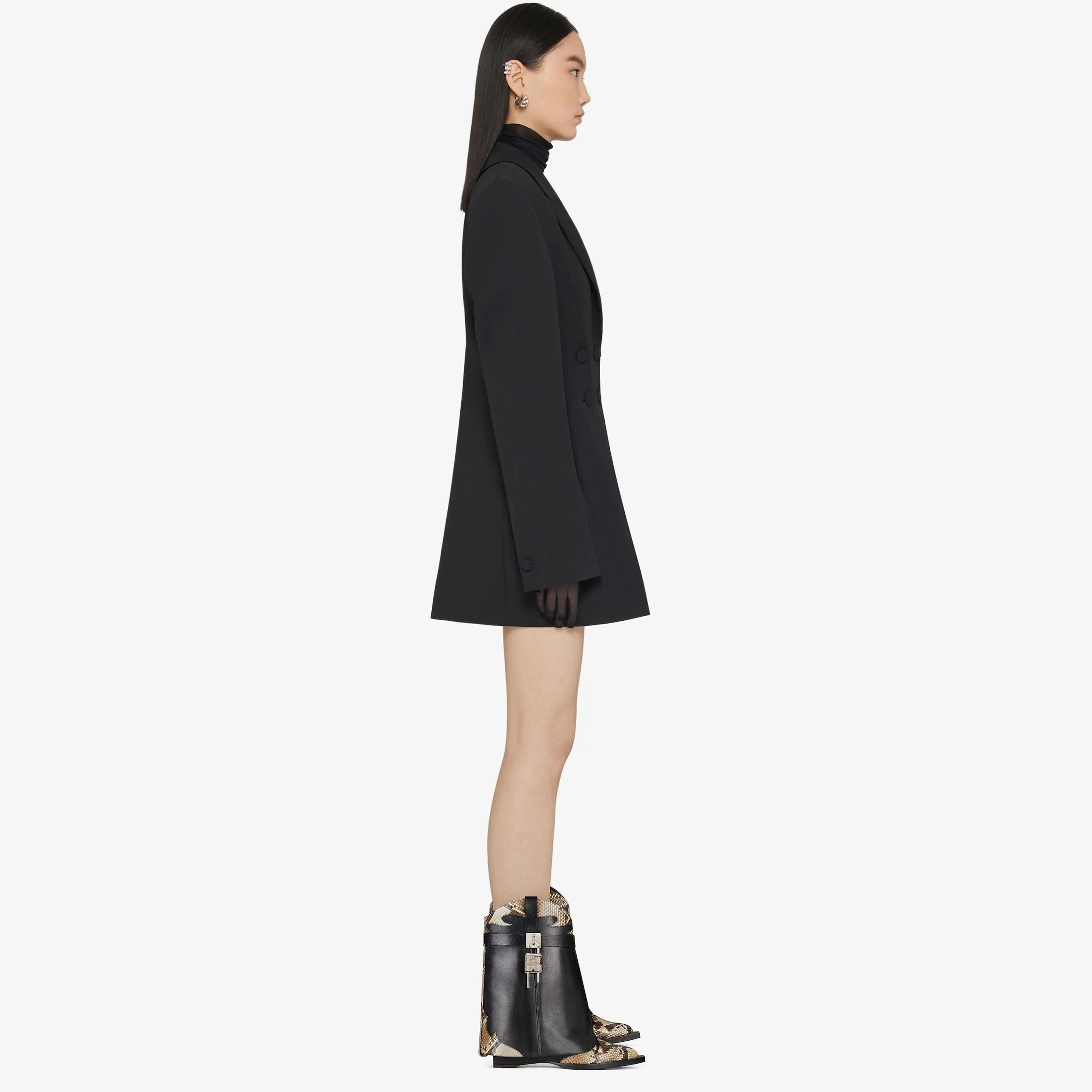 Shark Lock Cowboy ankle boots in leather and python