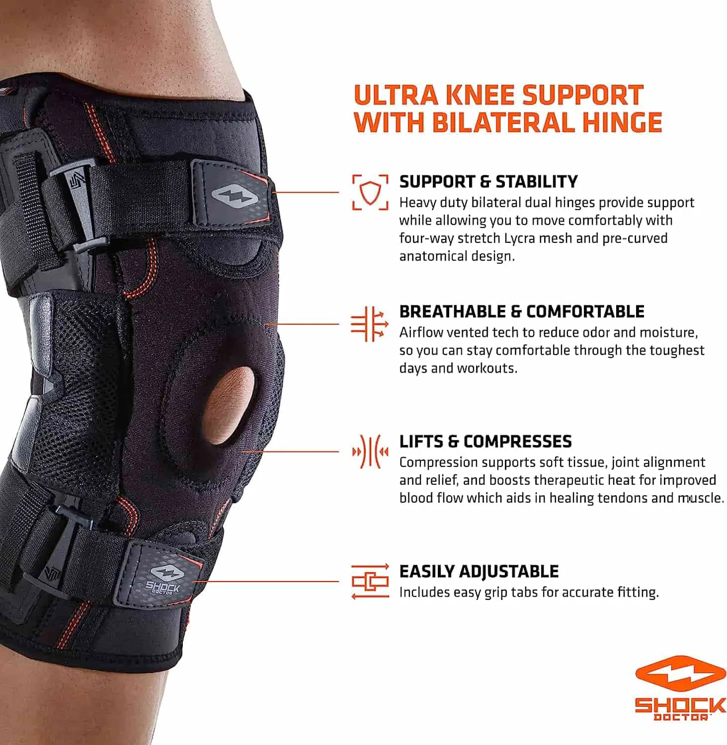 Shock Doctor Ultra Knee Brace With Bilateral Hinges 875