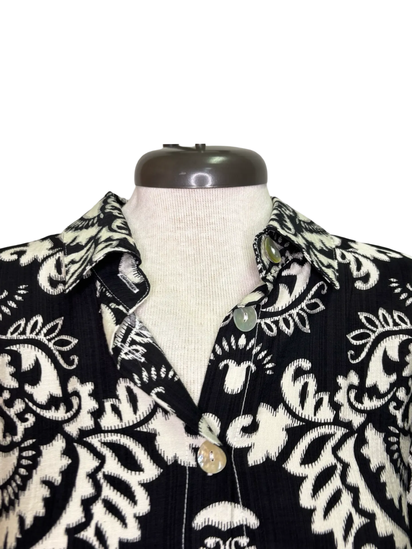Short Sleeve Print Button Up Dress Black