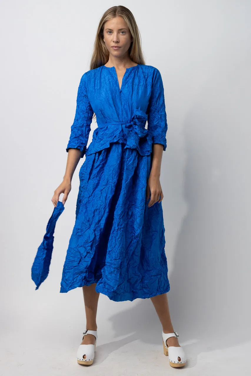 Silk Dress with Self-tie Belt