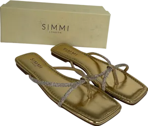 Simmi London Metallic Aviva Bling Sandals In Gold UK 5 EU 38 👠