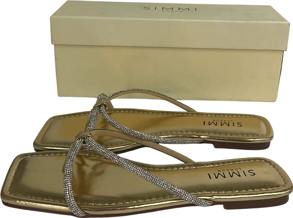 Simmi London Metallic Aviva Bling Sandals In Gold UK 5 EU 38 👠