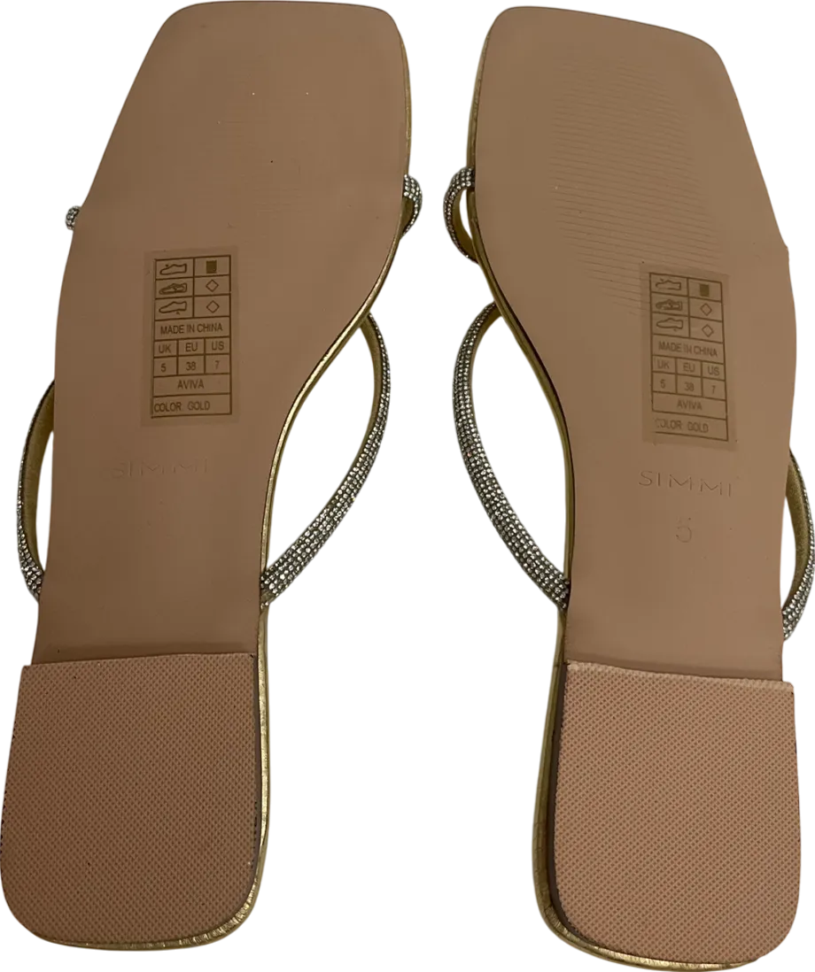 Simmi London Metallic Aviva Bling Sandals In Gold UK 5 EU 38 👠