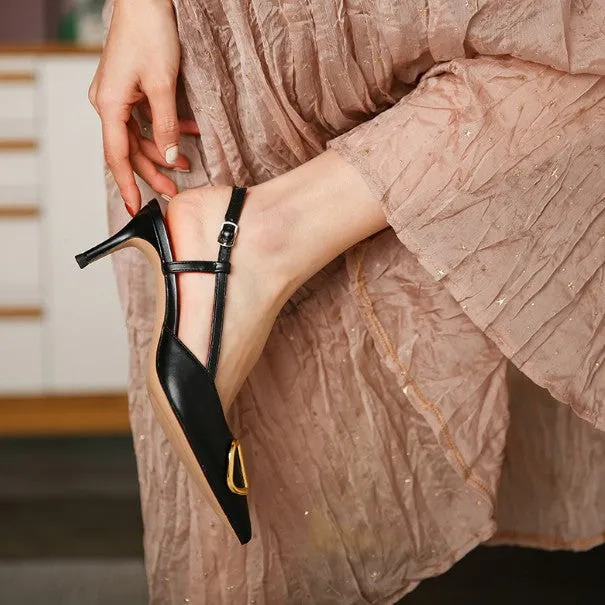 Small Size Mid Heel Slingback Shoes For Women DS170
