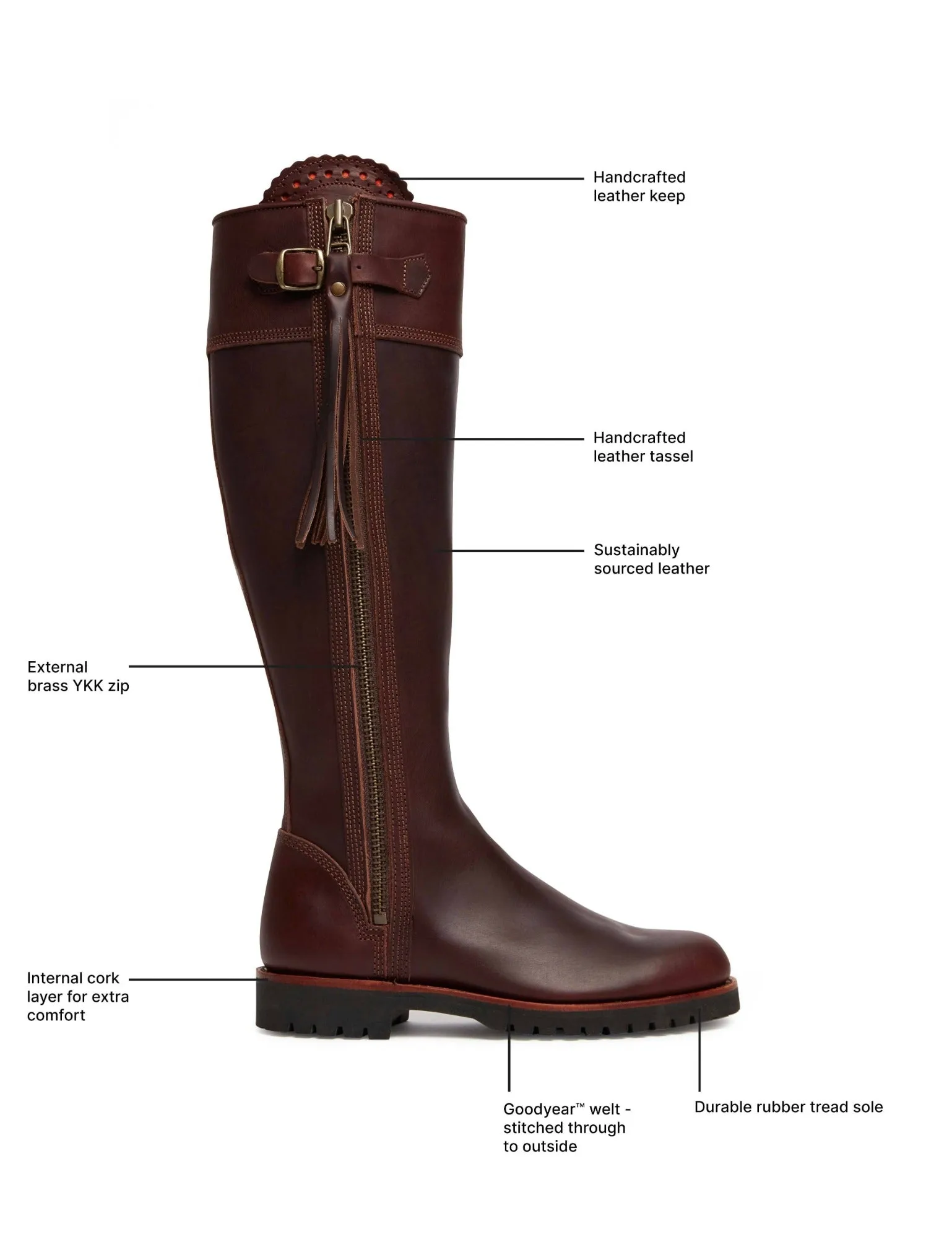 Standard Tassel Boot Generous Fit - Conker