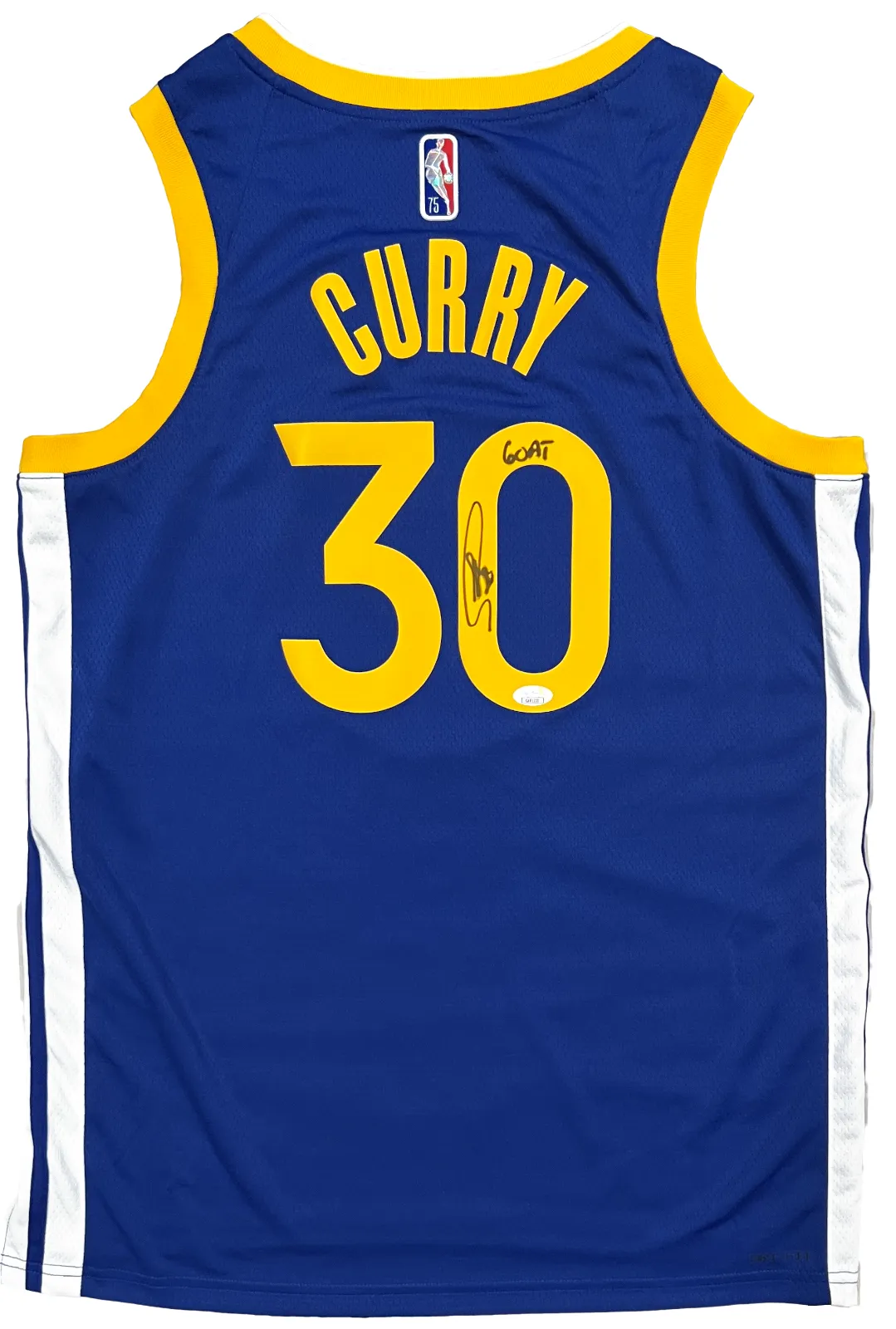 Stephen Curry GS Warriors Signed GOAT Insc 75th Authentic Icon Nike Jersey JSA