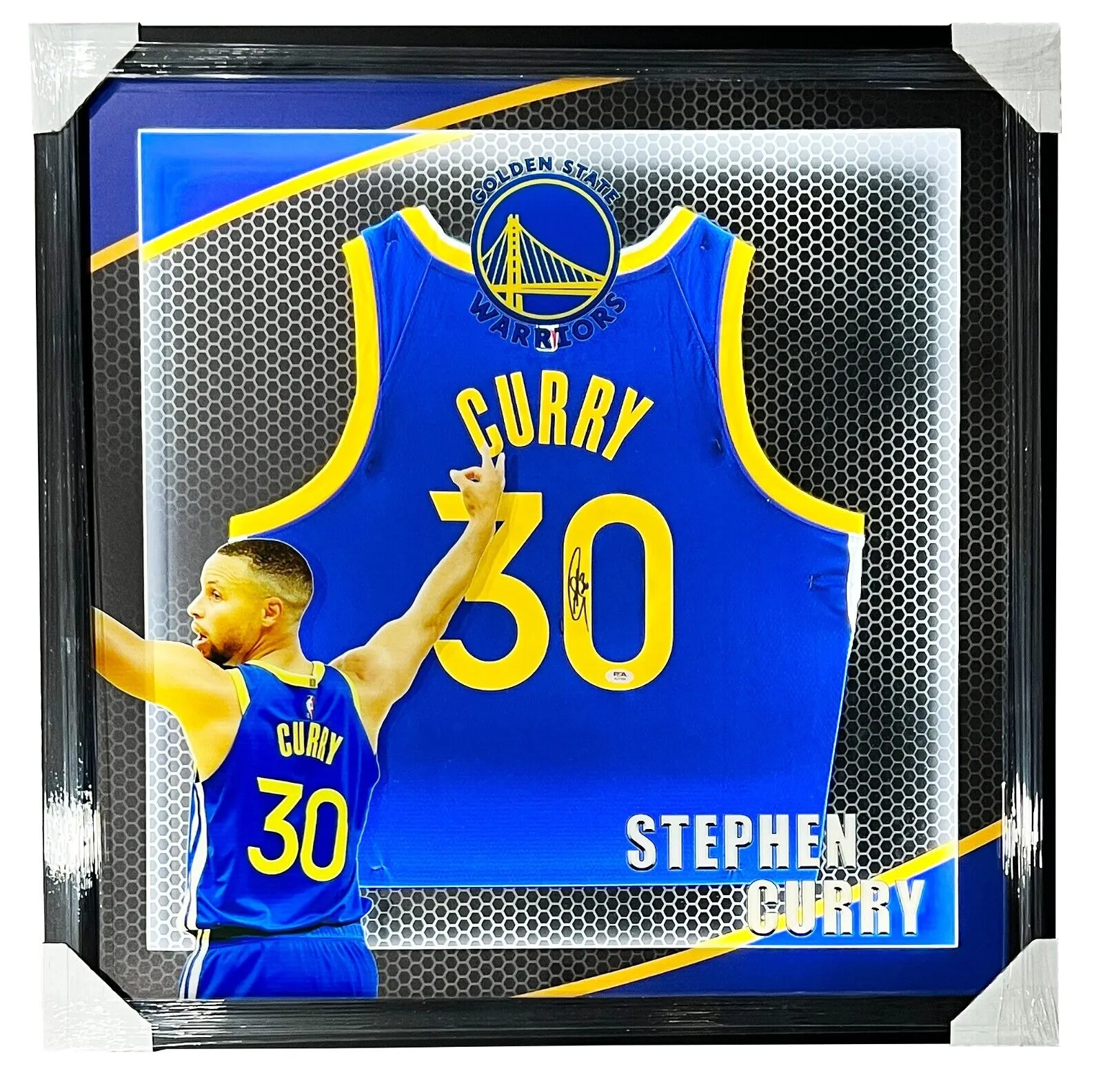 Stephen Curry Warriors Signed Nike Jersey LED Lighting 3D Custom Framed PSA