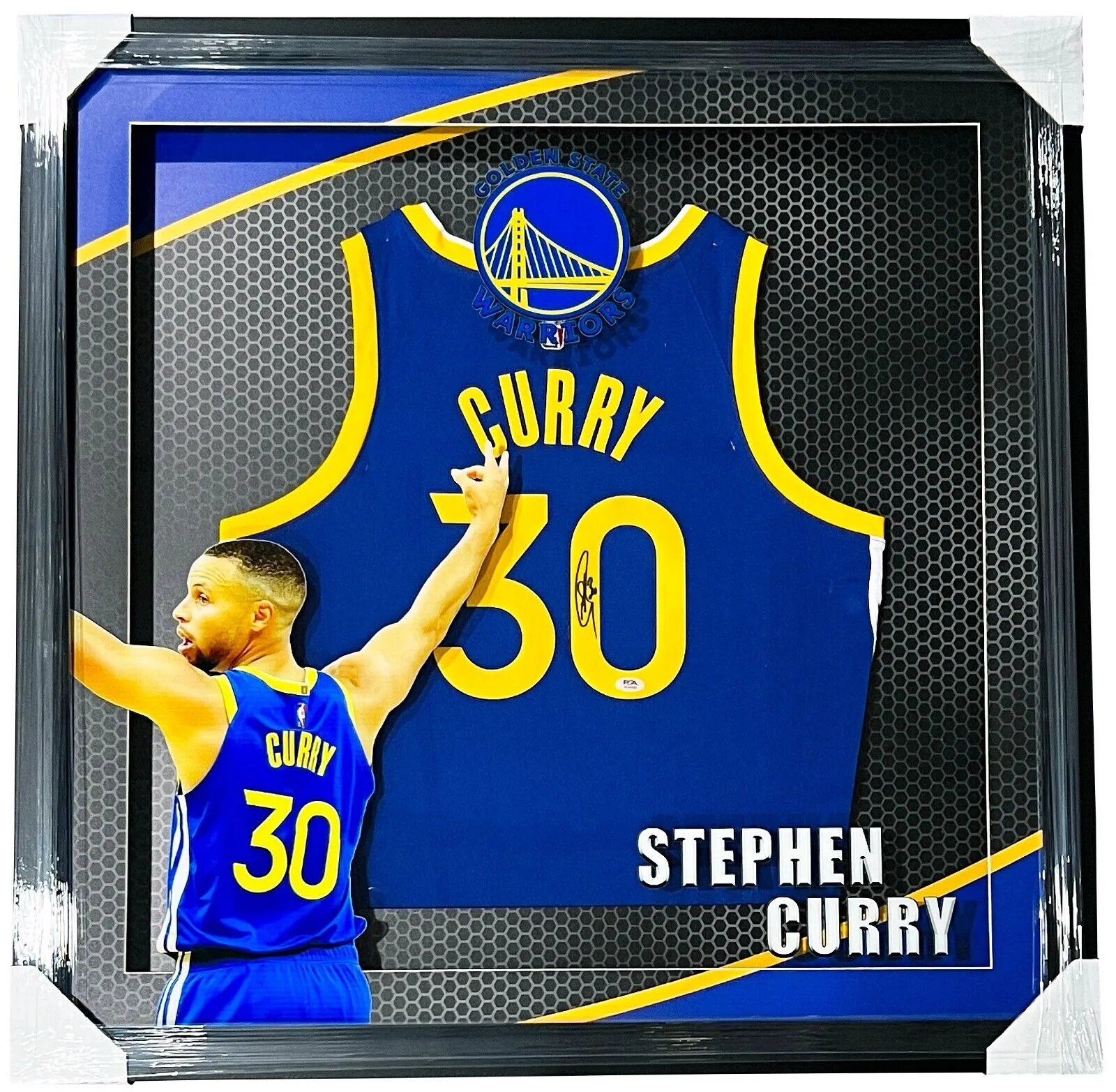Stephen Curry Warriors Signed Nike Jersey LED Lighting 3D Custom Framed PSA