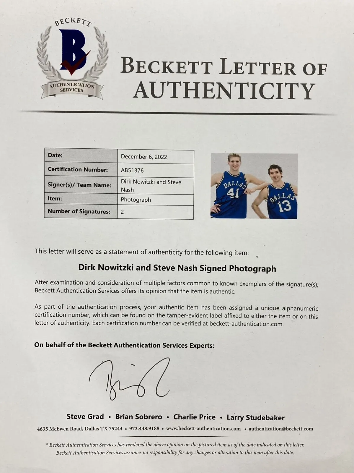 Steve Nash Dirk Nowitzki Signed Framed 11x14 Dallas Mavericks Photo BAS