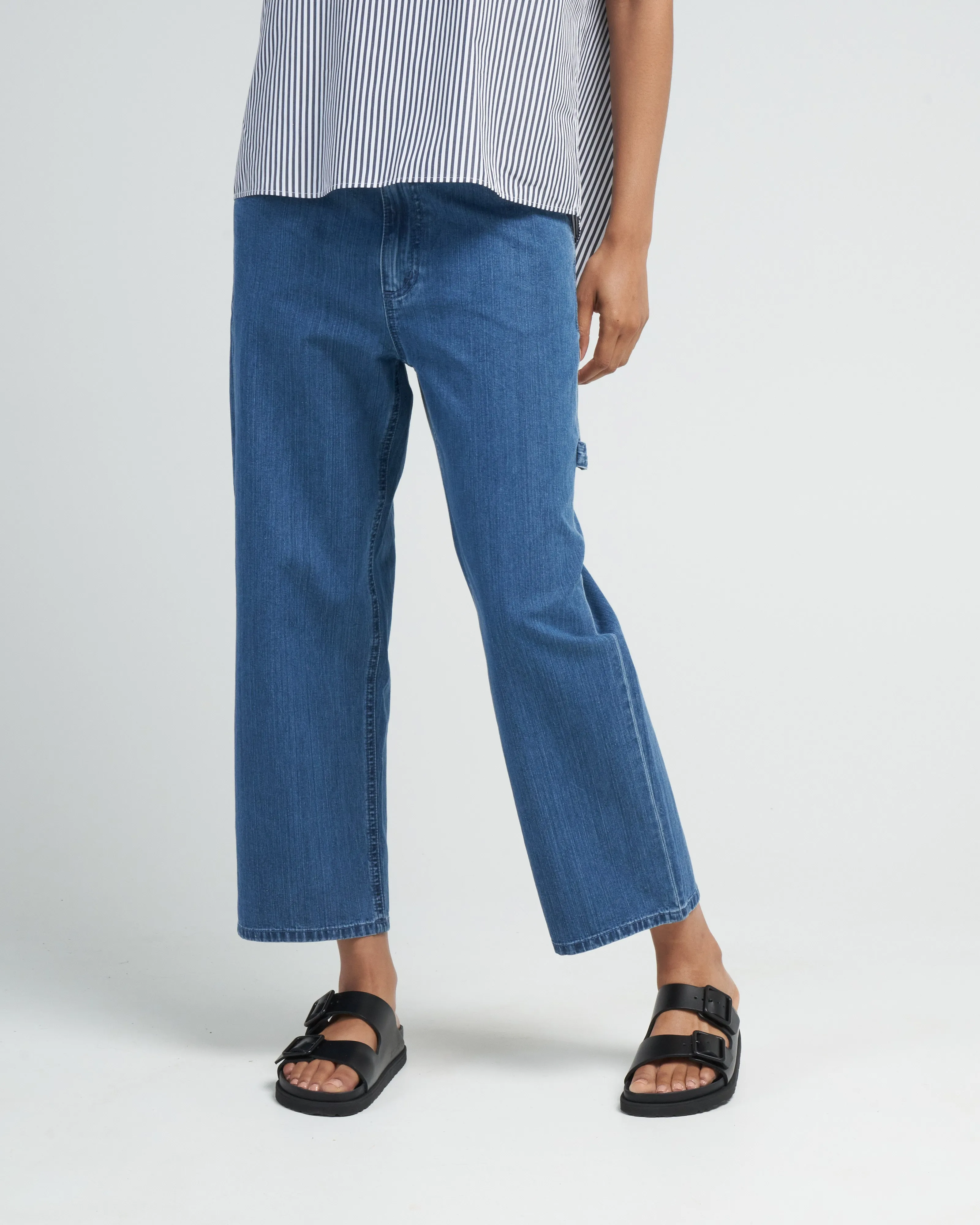 stone wash denim cropped sam jean - medium stone wash