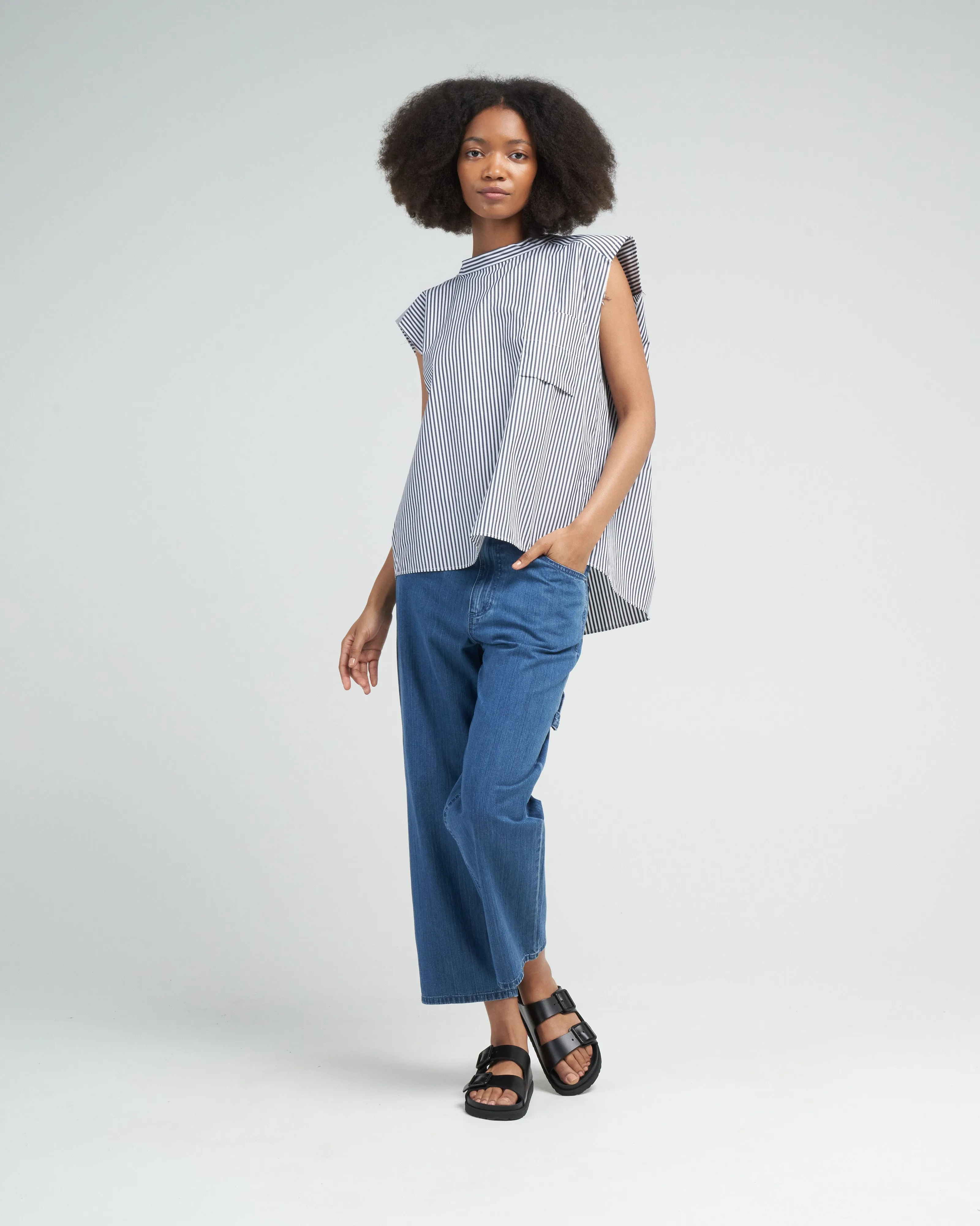 stone wash denim cropped sam jean - medium stone wash