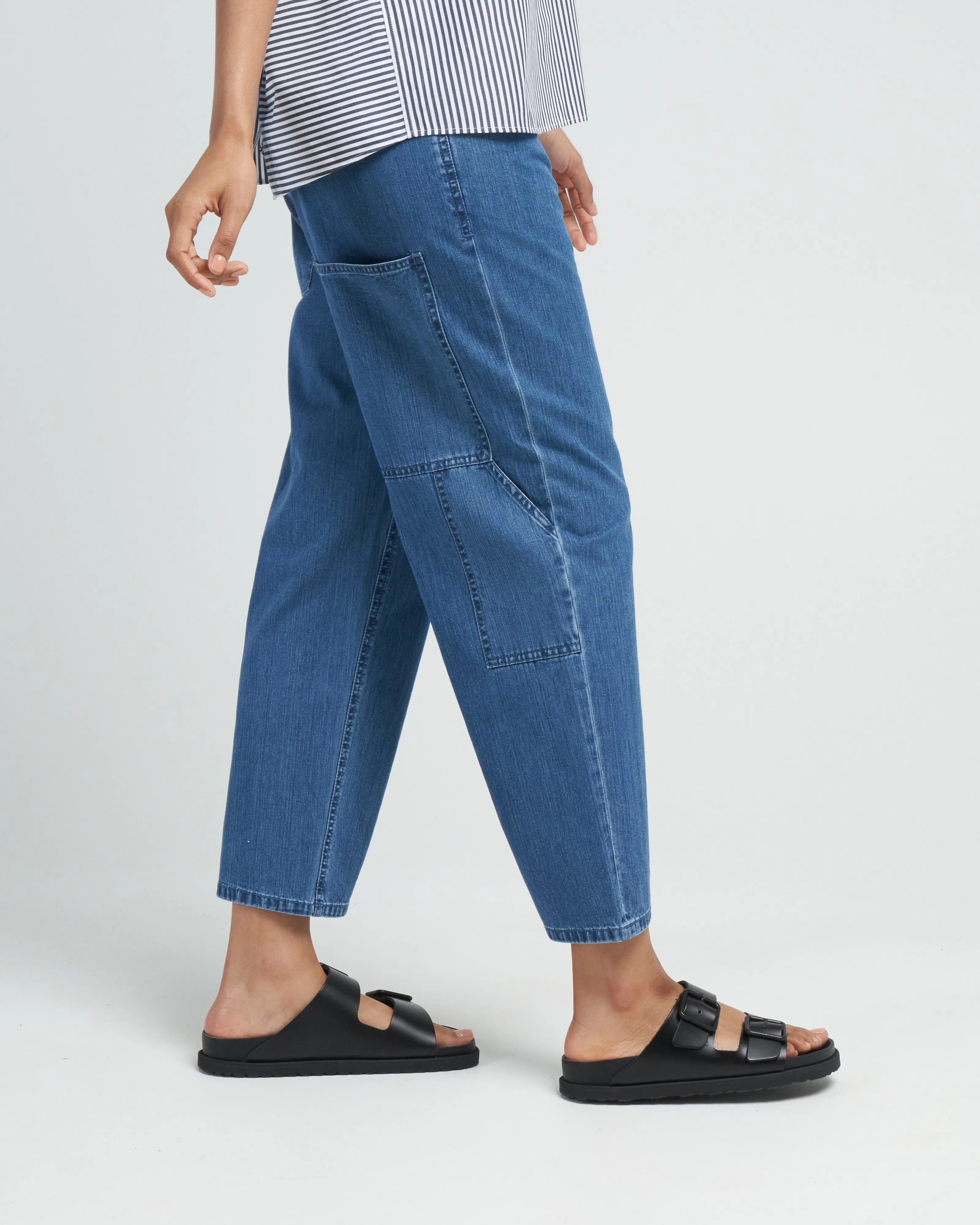 stone wash denim cropped sam jean - medium stone wash
