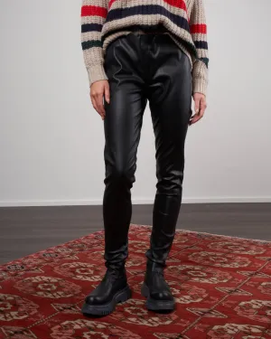 stretch leather legging - black