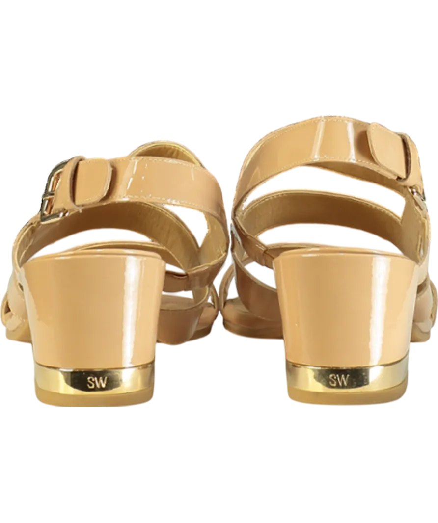 Stuart Weitzman x Russell & Bromley Milanese Nude Patent Leather Sandals UK 5.5 EU 38.5 👠