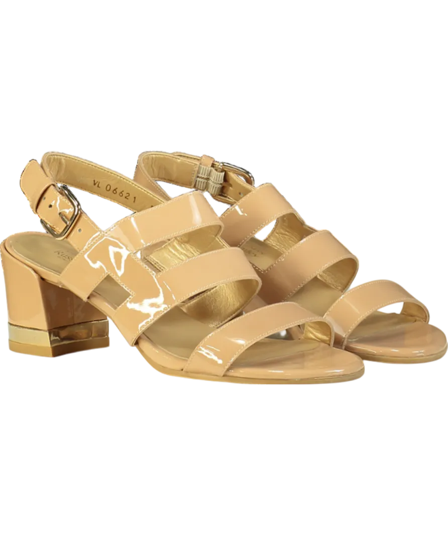 Stuart Weitzman x Russell & Bromley Milanese Nude Patent Leather Sandals UK 5.5 EU 38.5 👠