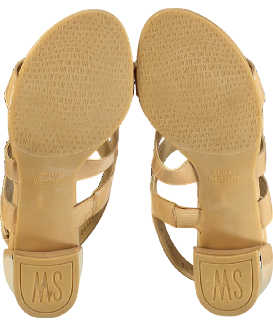 Stuart Weitzman x Russell & Bromley Milanese Nude Patent Leather Sandals UK 5.5 EU 38.5 👠