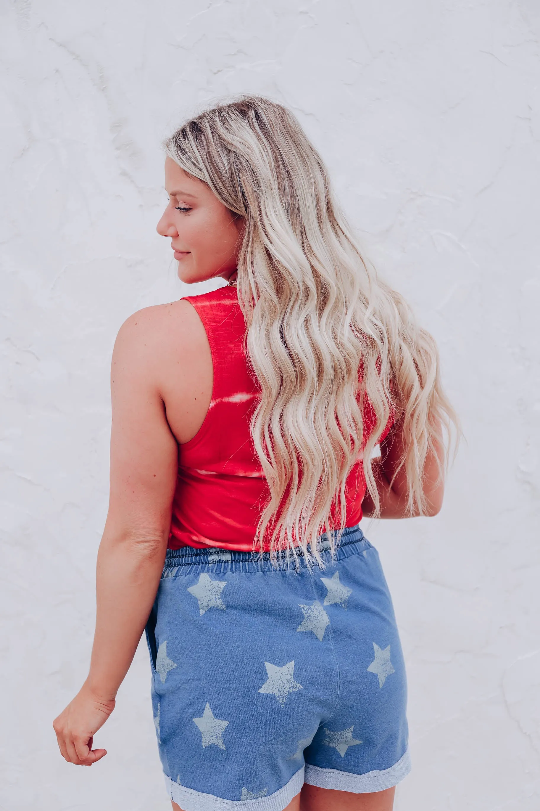Summer Days Bleach Wash Tank - Red