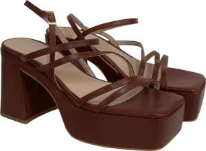 svegan Brown Tan Block Heel Sandal UK 6 EU 39 👠