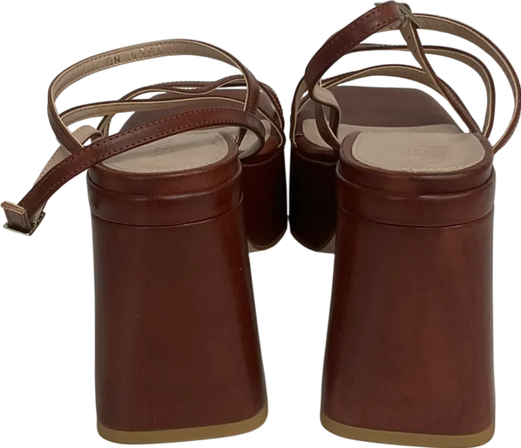 svegan Brown Tan Block Heel Sandal UK 6 EU 39 👠